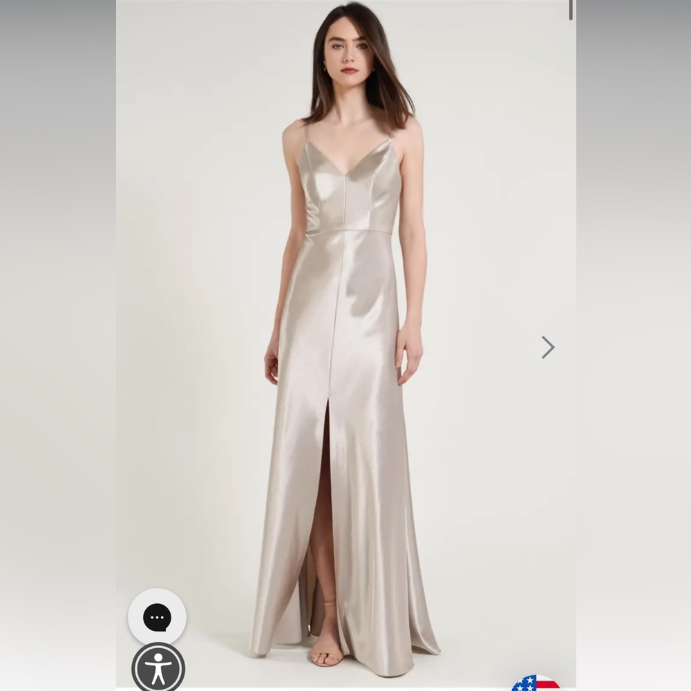 EUC Jenny Yoo Dina Satin Dress Latte Size 0